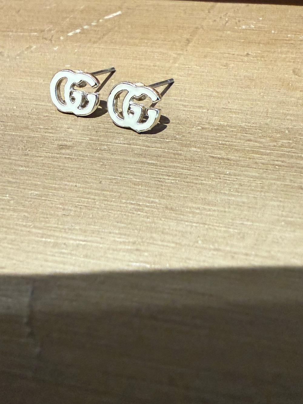 Silver Double-G Logo Stud Earrings - Women Jewelry Gucci style